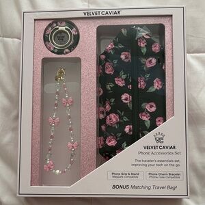 Velvet Caviar Rose Phone Case Set - Black and Pink